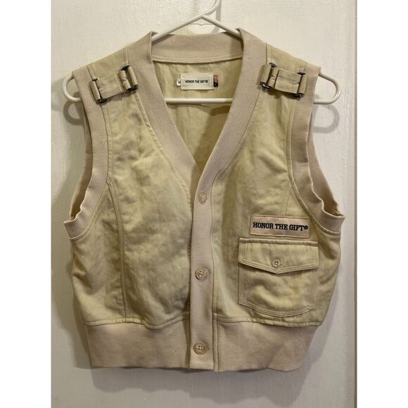 Honor The Gift Cream Fishing Waist Coat Jacket Vest   Mens Size Medium - Picture 2 of 8